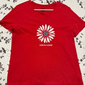Life is Good Red Americana Daisy Sz Lg